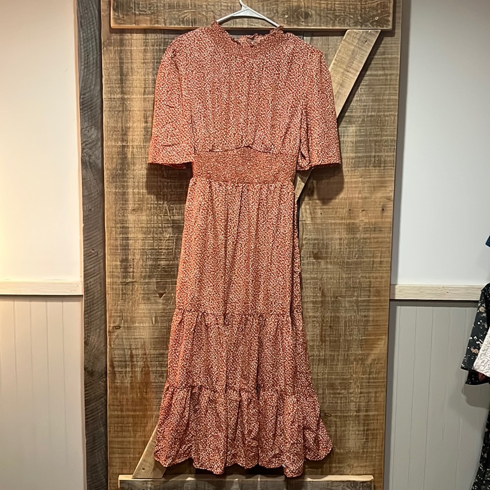 Fehrnvi Floral Maxi Dress in Rust